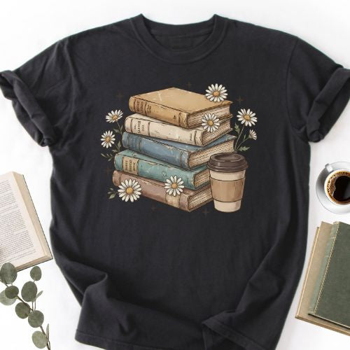 Book and Coffee Lovers Unisex T-Shirt MemorablyMade