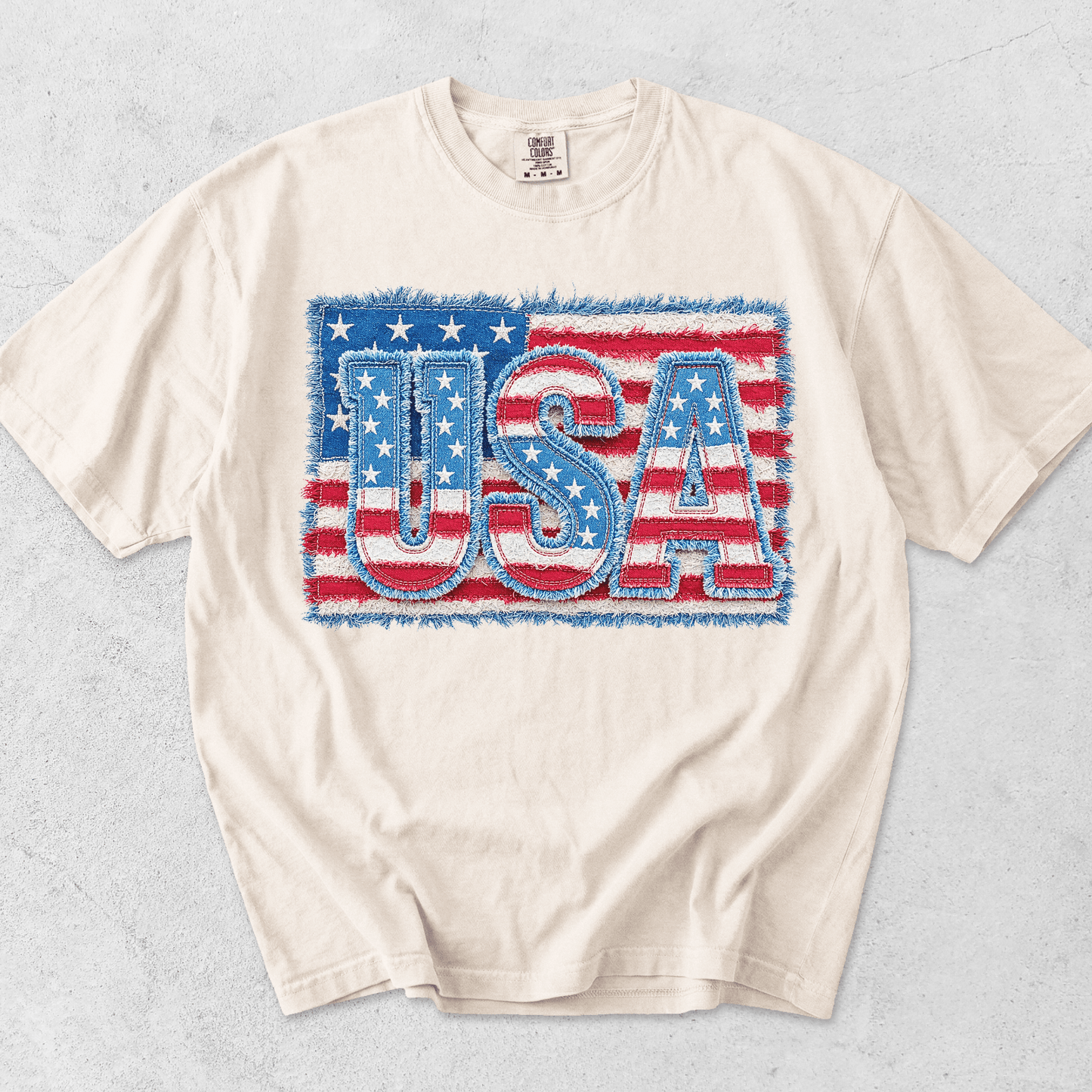 Faux Patchwork American Flag Shirt | 4th of July 2026 Gift | Printed Patch Design NOT Embroidered - MemorablyMade