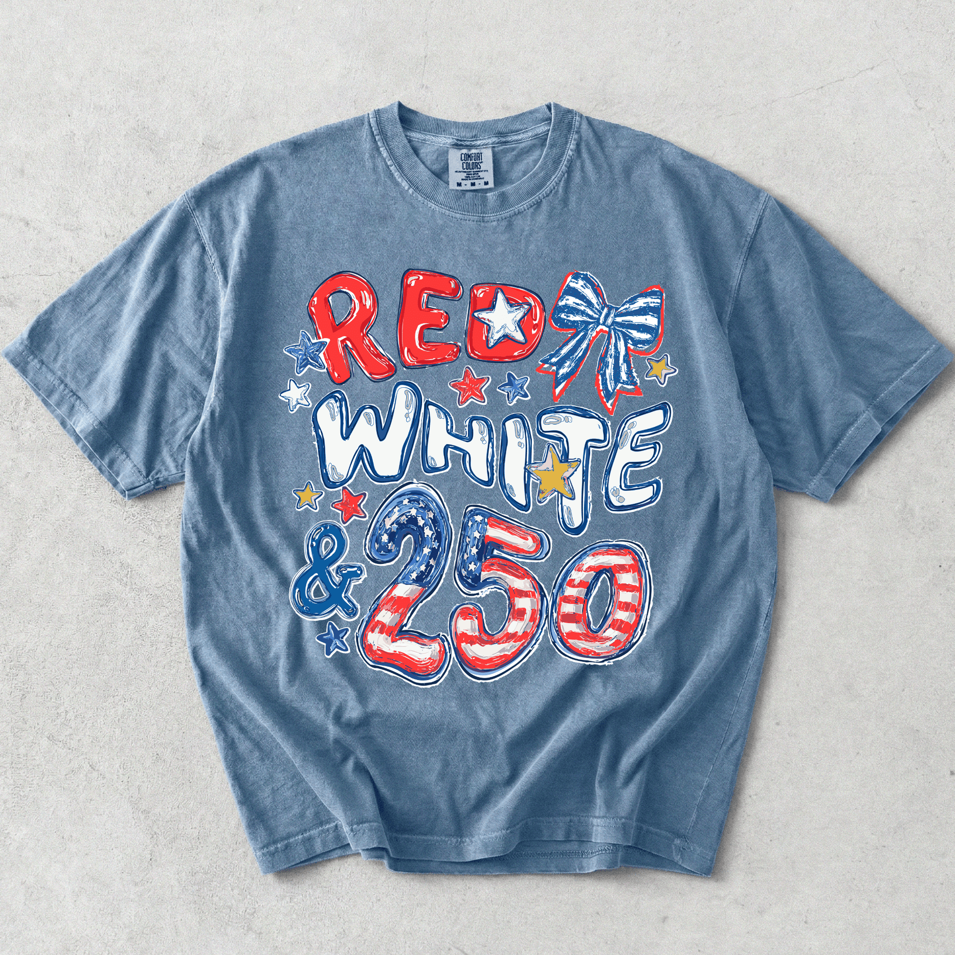 250th Anniversary Shirt | Red White and 250 Graphic | Comfort Colors Tee - MemorablyMade