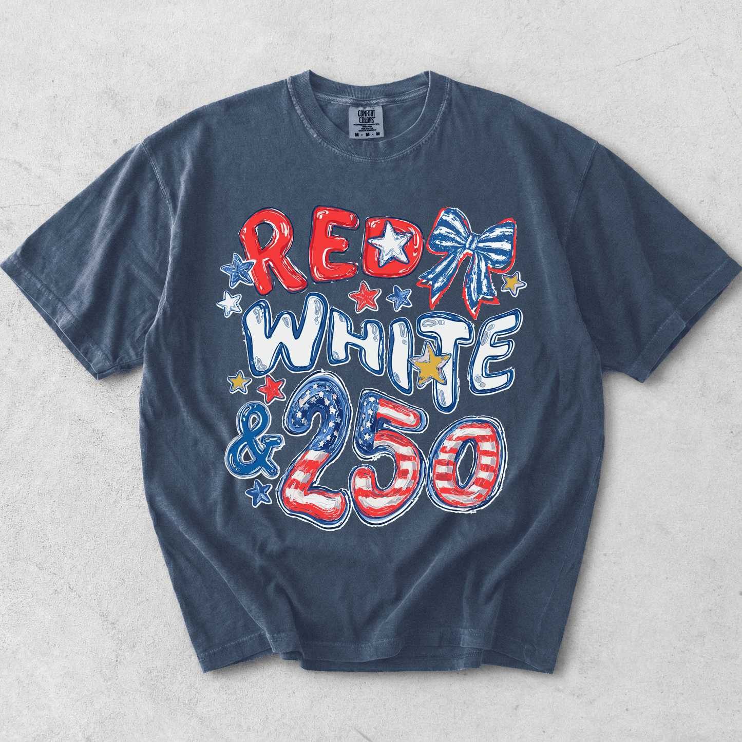 250th Anniversary Shirt | Red White and 250 Graphic | Comfort Colors Tee - MemorablyMade