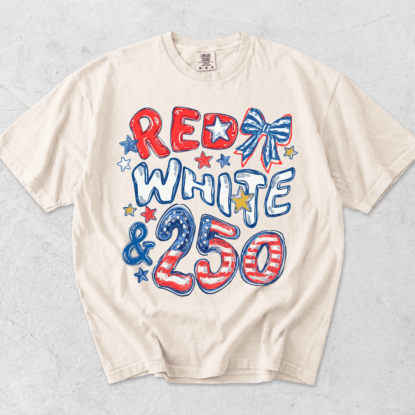 250th Anniversary Shirt | Red White and 250 Graphic | Comfort Colors Tee - MemorablyMade