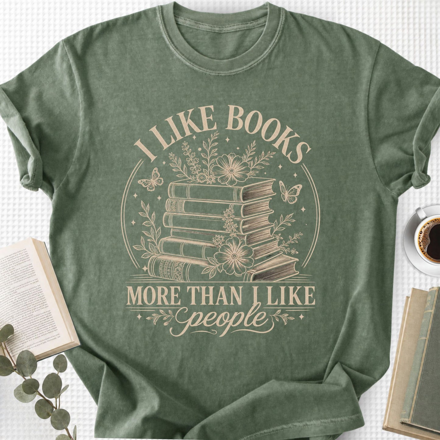I Like Books More Than People Boho Unisex T-Shirt