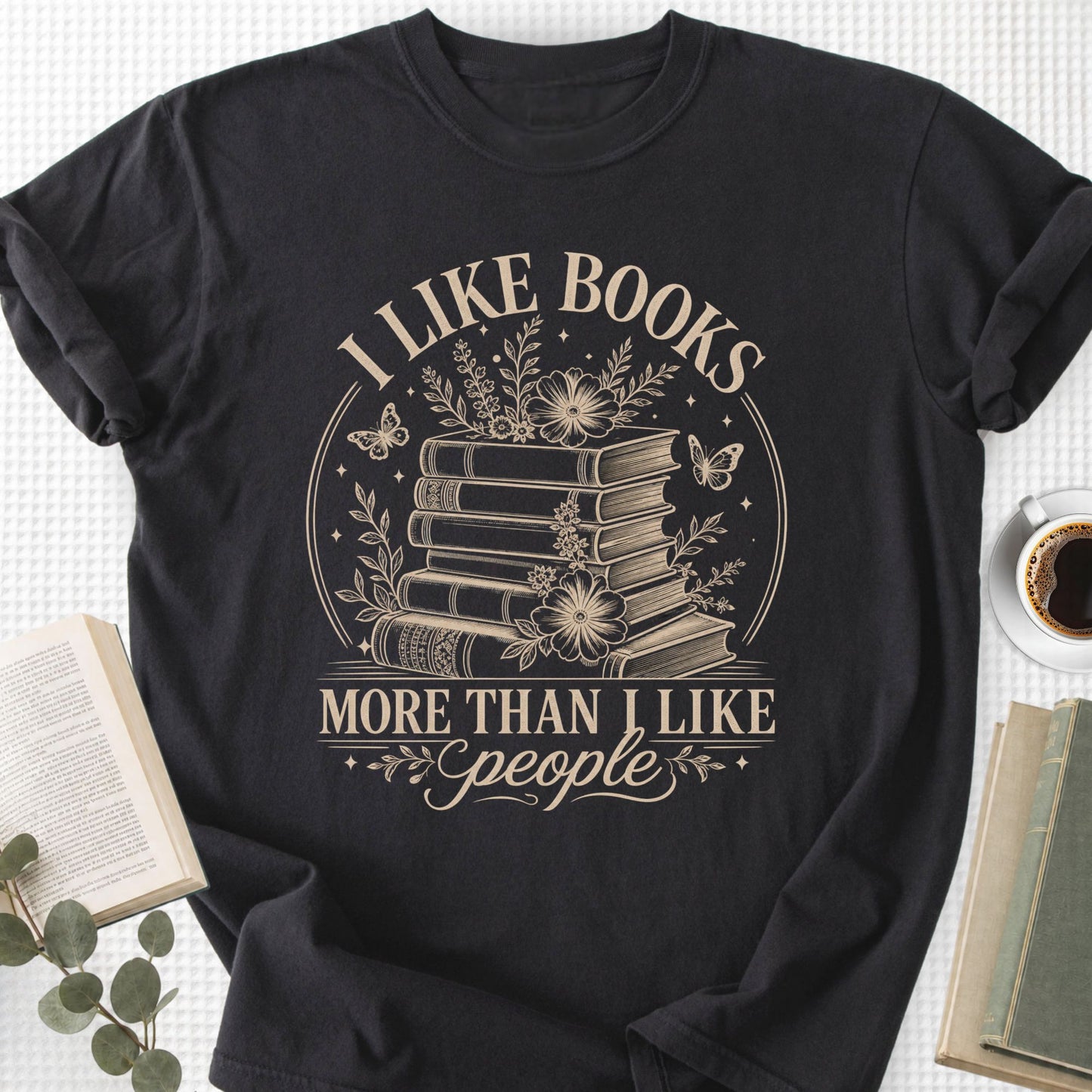 I Like Books More Than People Boho Unisex T-Shirt