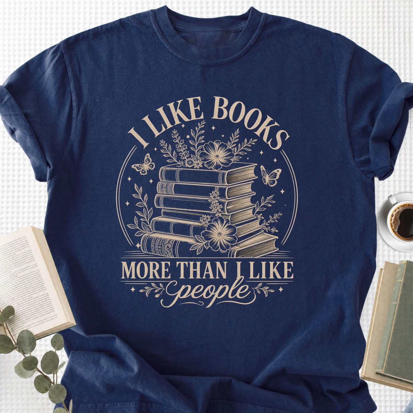 I Like Books More Than People Boho Unisex T-Shirt