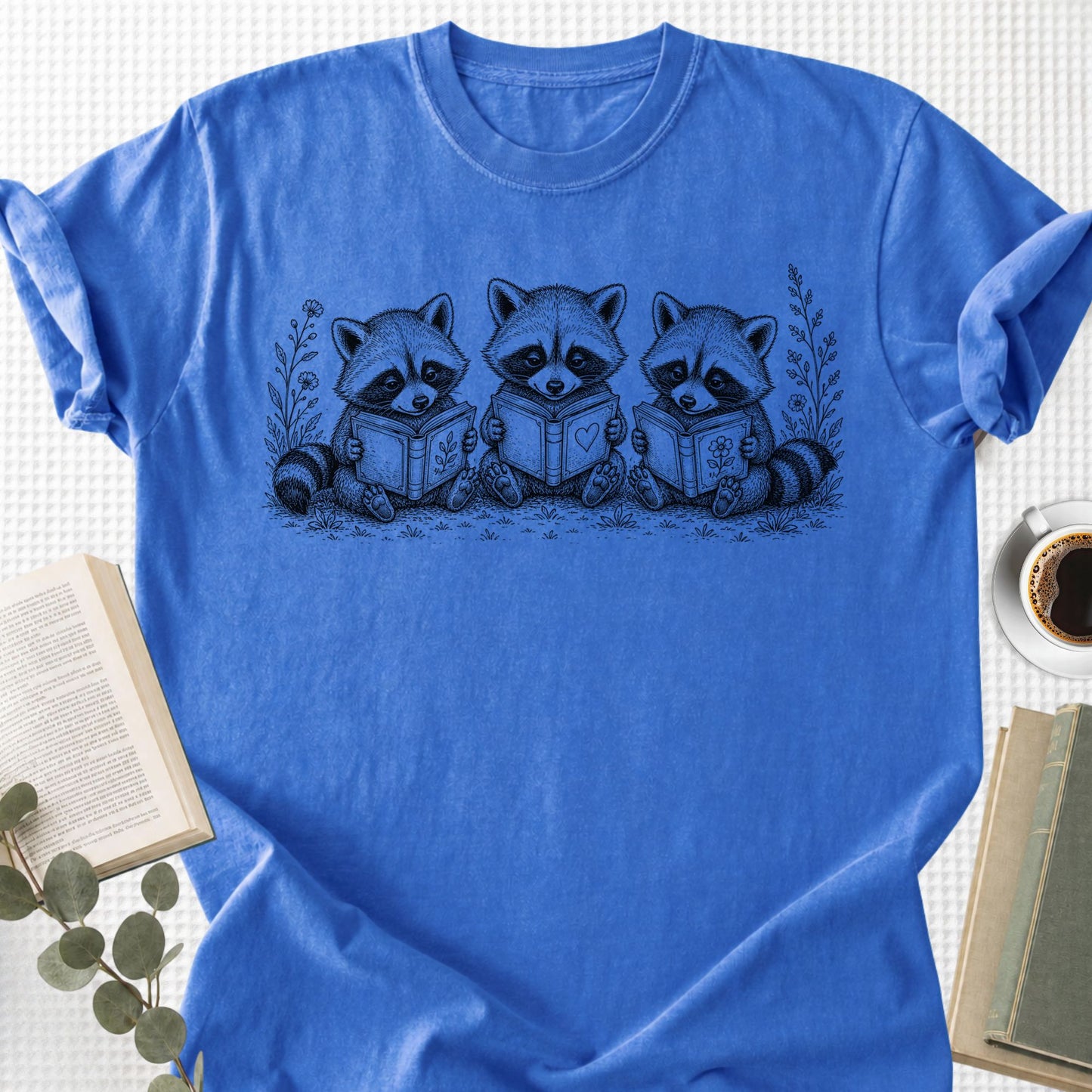 Raccoons Reading Books Unisex T-Shirt