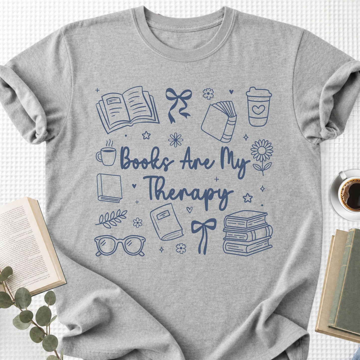 Books Are My Therapy Doodle Unisex T-Shirt