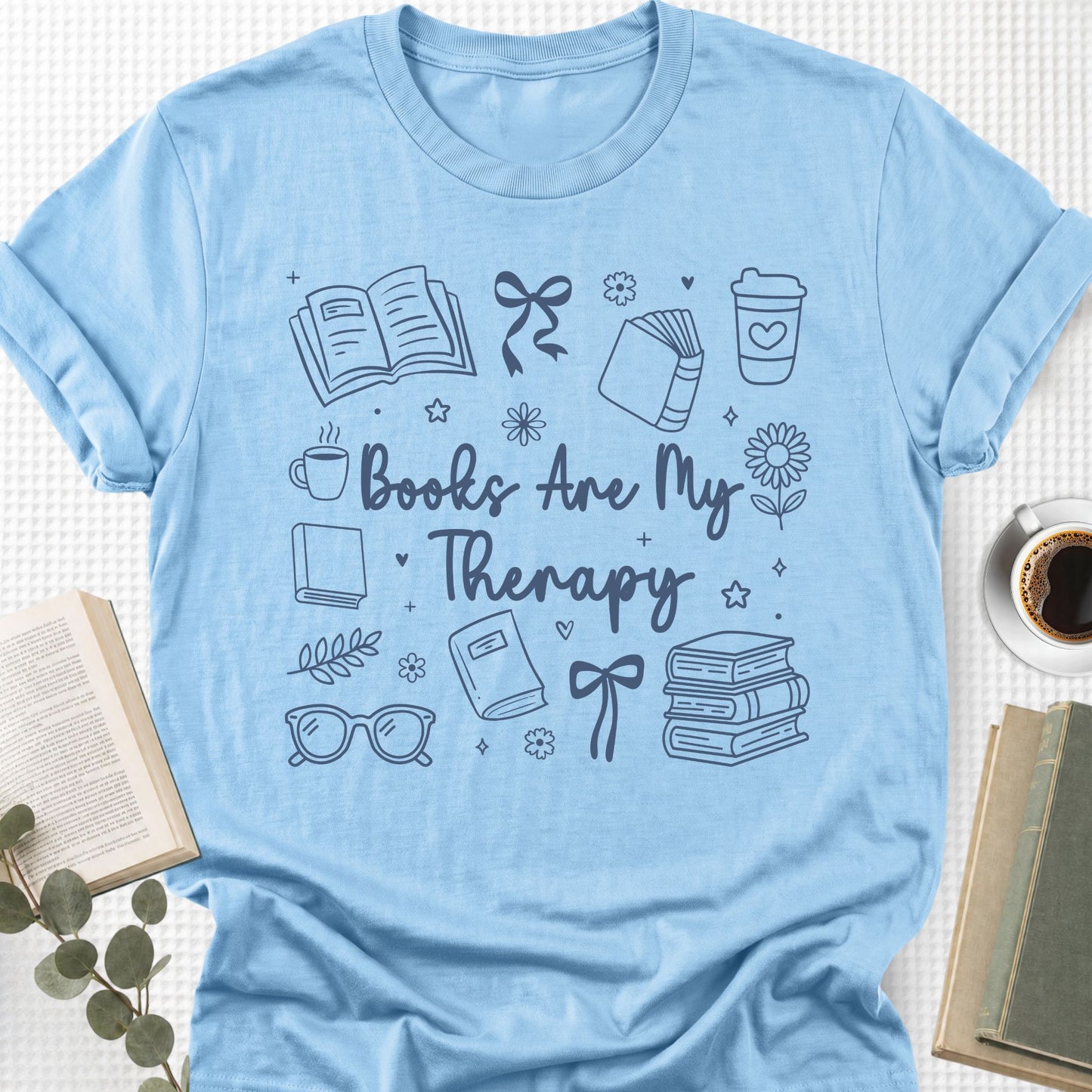 Books Are My Therapy Doodle Unisex T-Shirt