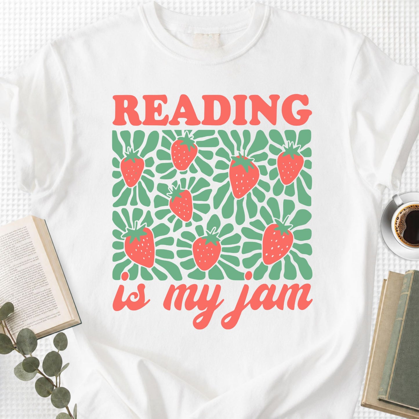 Reading Is My Jam Strawberry Unisex T-Shirt, Book Lover Gift