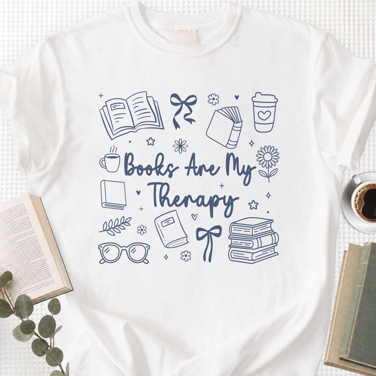 Books Are My Therapy Doodle Unisex T-Shirt