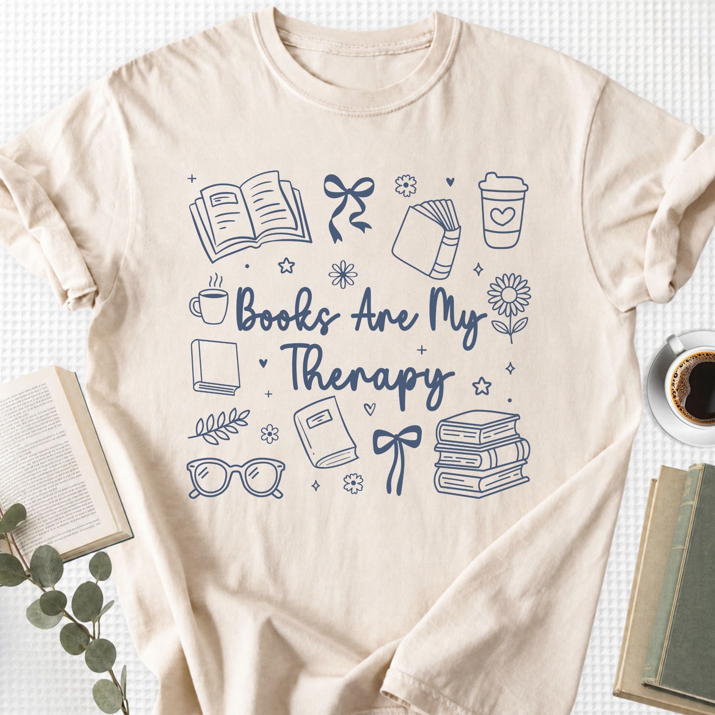 Books Are My Therapy Doodle Unisex T-Shirt