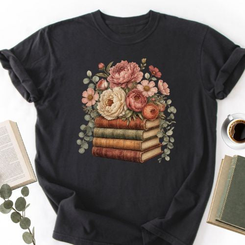 Floral Book T-Shirt MemorablyMade