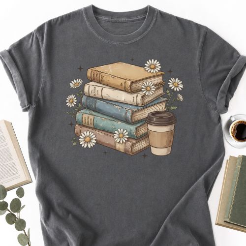 Book and Coffee Lovers Unisex T-Shirt MemorablyMade