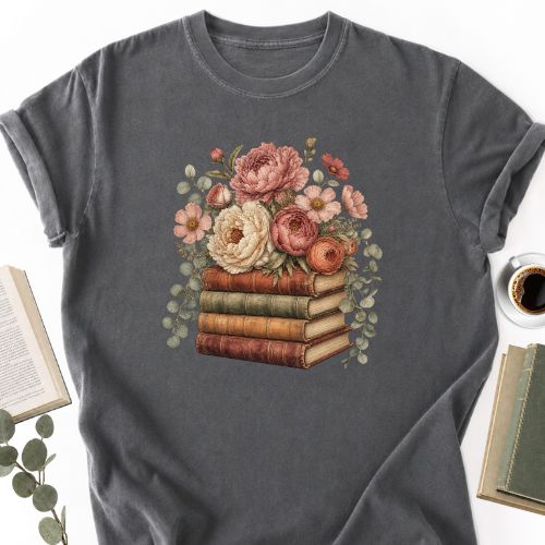 Floral Book T-Shirt MemorablyMade