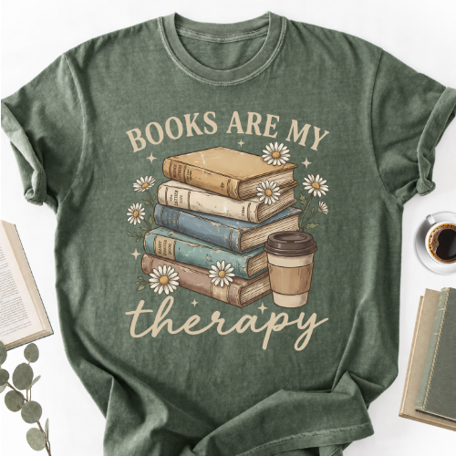 Books Are My Therapy Unisex T-Shirt MemorablyMade
