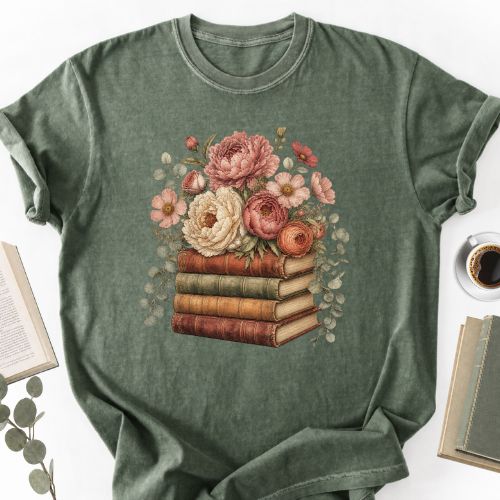 Floral Book T-Shirt MemorablyMade