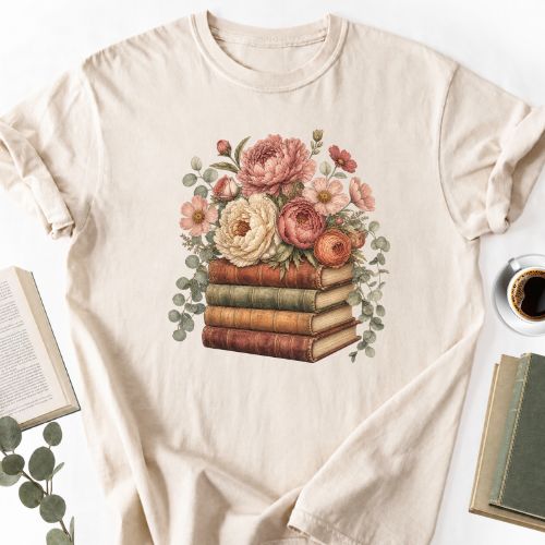 Floral Book T-Shirt MemorablyMade