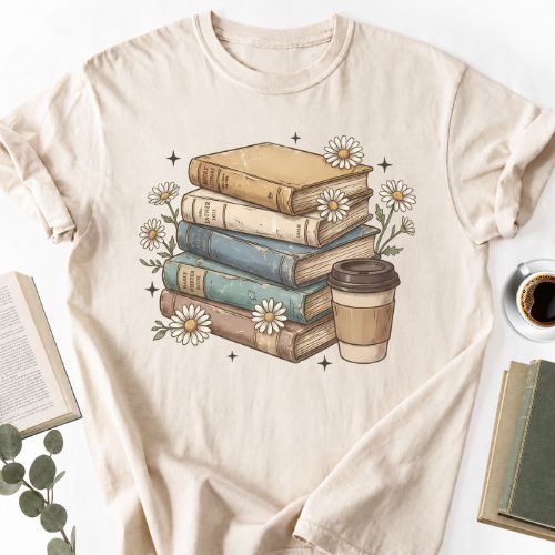 Book and Coffee Lovers Unisex T-Shirt MemorablyMade