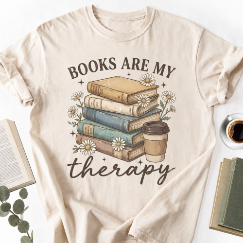 Books Are My Therapy Unisex T-Shirt MemorablyMade