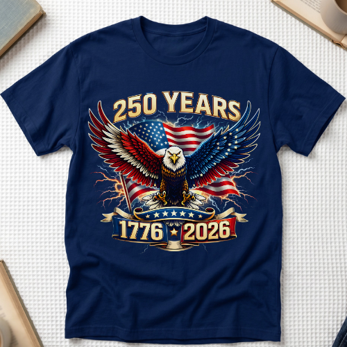 Bold Eagle America 250th Anniversary T-Shirt | USA Freedom 250 Years Gift MemorablyMade