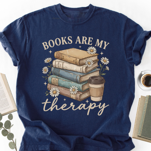 Books Are My Therapy Unisex T-Shirt MemorablyMade