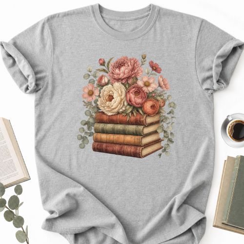Floral Book T-Shirt MemorablyMade