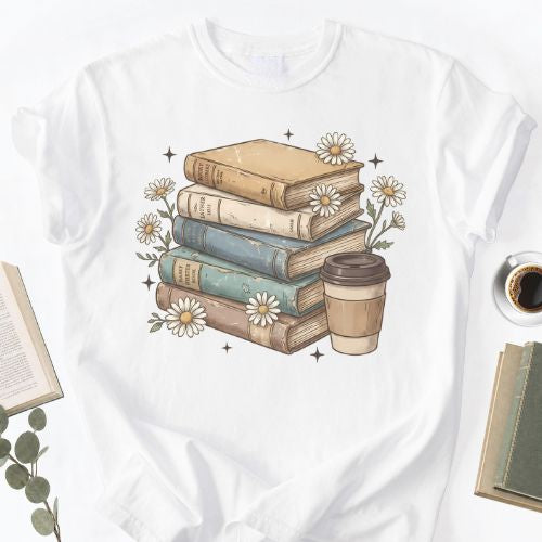 Book and Coffee Lovers Unisex T-Shirt MemorablyMade