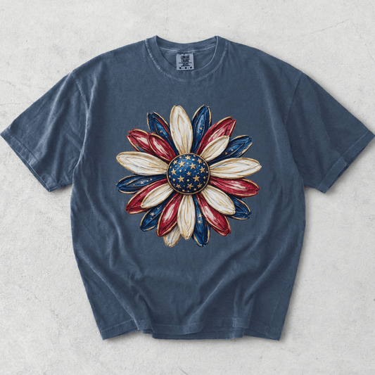 Patriotic Daisy T - Shrt - Denim - MemorablyMade