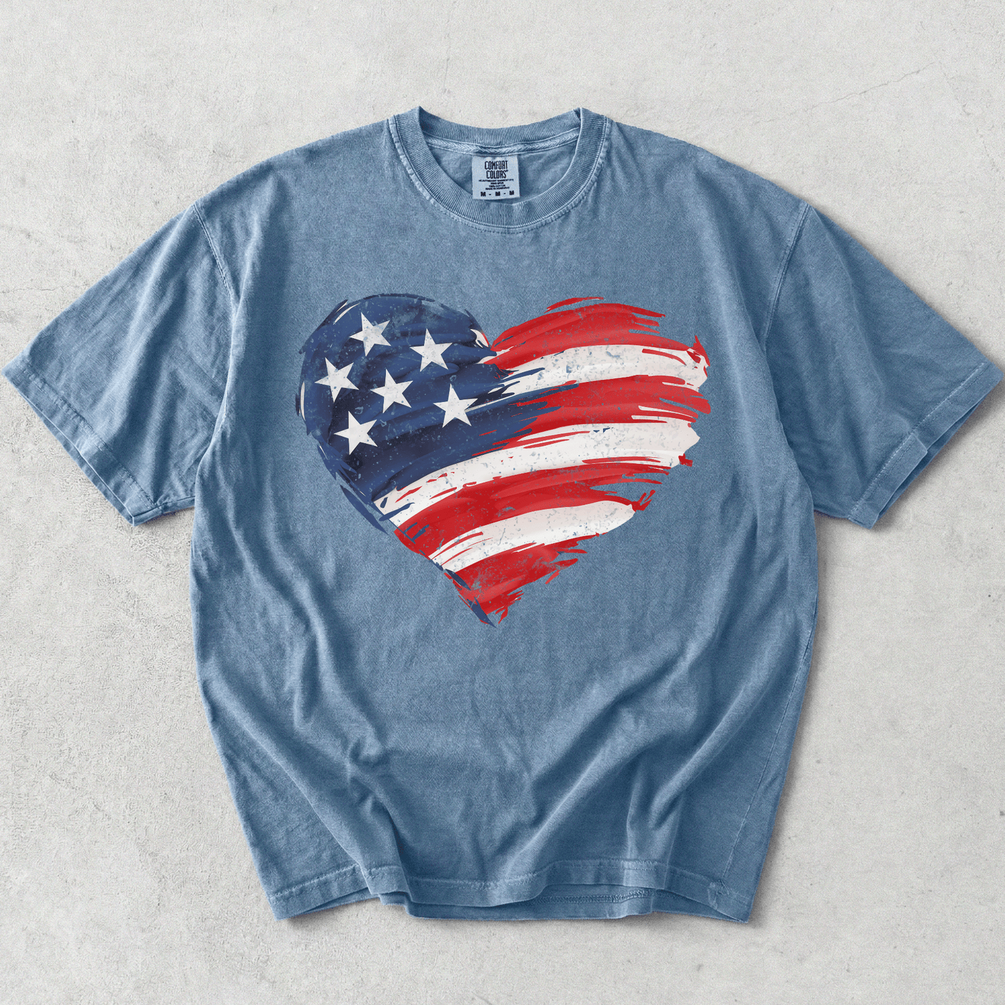 USA Flag Heart Shirt | 4th of July Graphic | Comfort Colors Tee - MemorablyMade