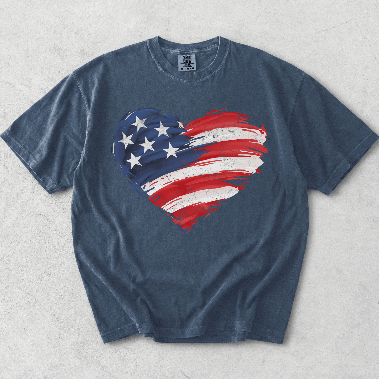 USA Flag Heart Shirt | 4th of July Graphic | Comfort Colors Tee - MemorablyMade