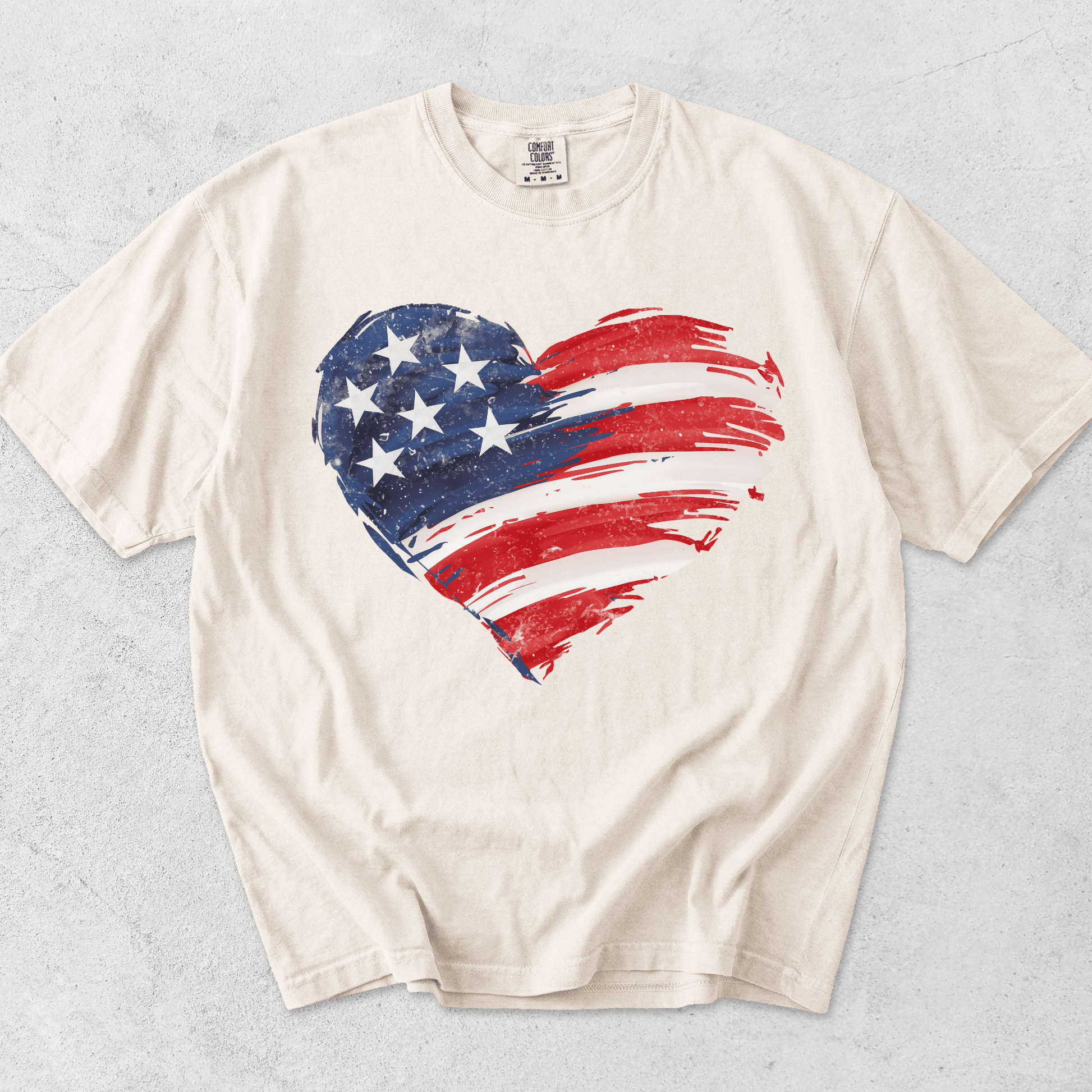 USA Flag Heart Shirt | 4th of July Graphic | Comfort Colors Tee - MemorablyMade