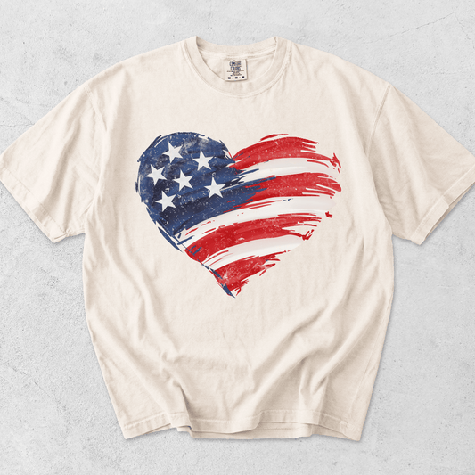 USA Flag Heart Shirt | 4th of July Graphic | Comfort Colors Tee - MemorablyMade