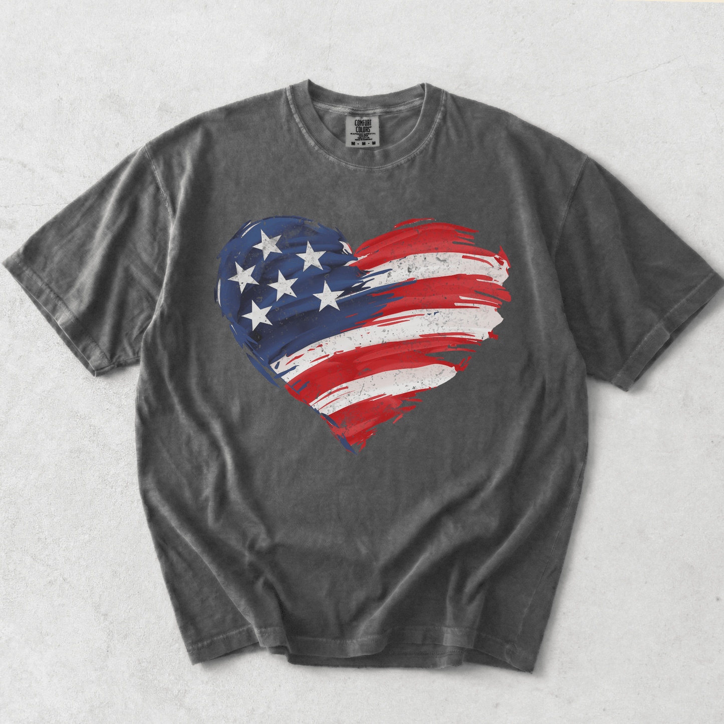 USA Flag Heart Shirt | 4th of July Graphic | Comfort Colors Tee - MemorablyMade